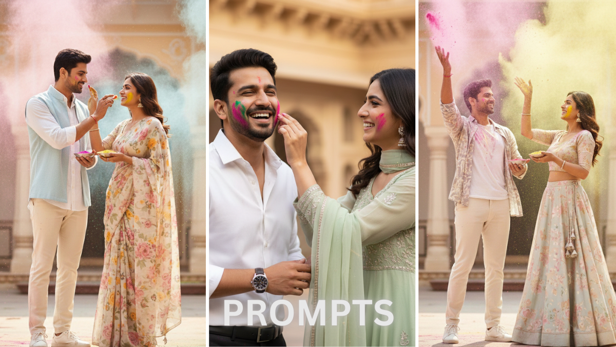 20 Viral Holi Photo Prompts for Couples 2026
