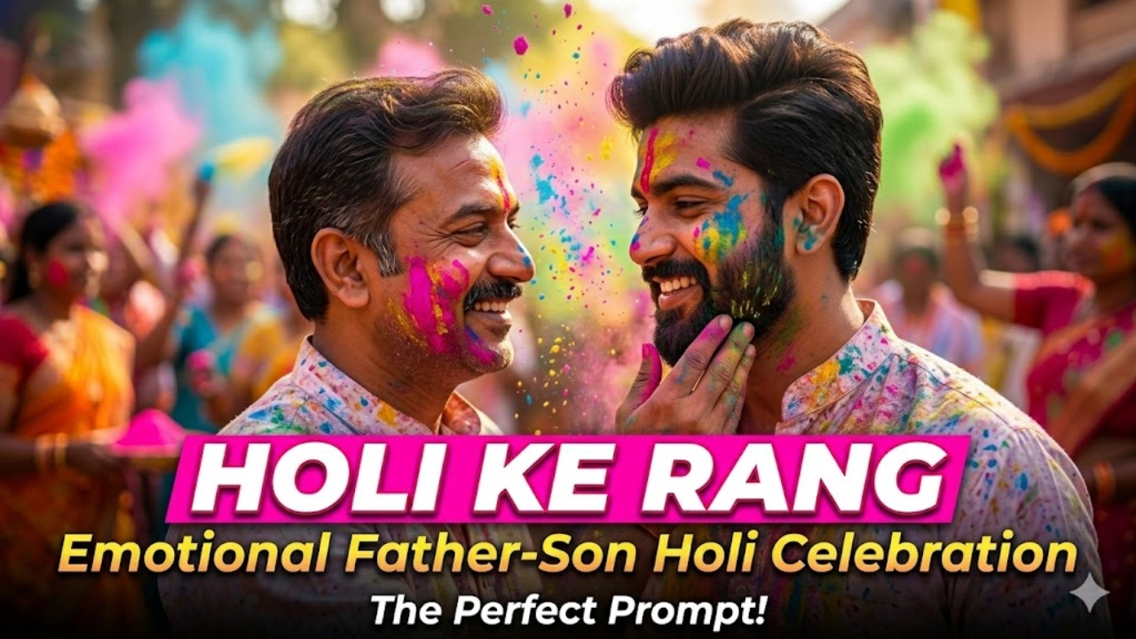 Holi Gemini Prompt for Father–Son Photo