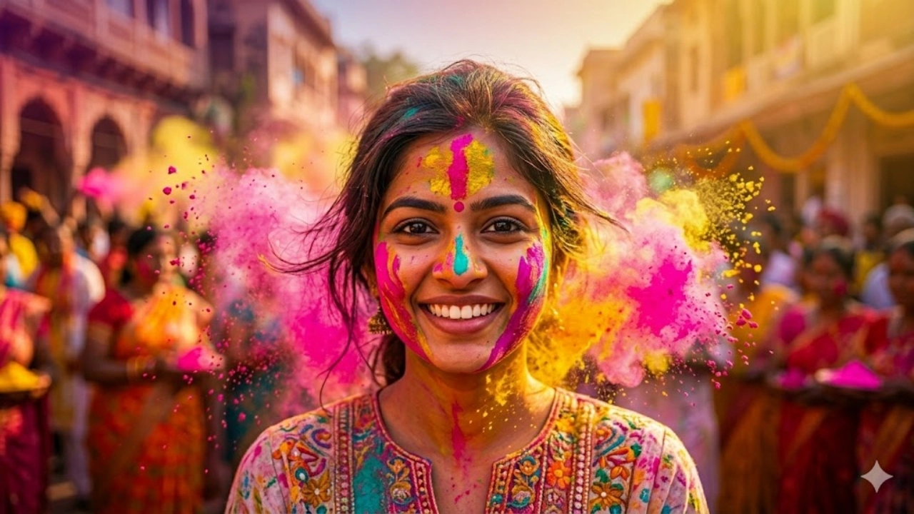 Holi Gemini Prompt for Girl Photo